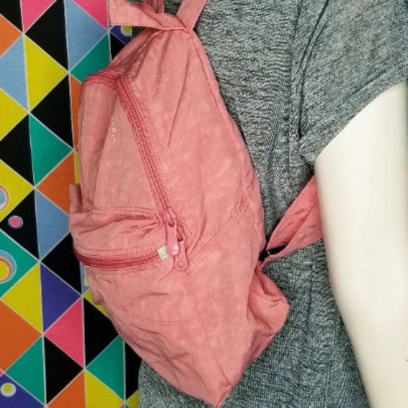 90s/Y2k Pink Nylon Crinkle Backpack School Bag Fashion 1990s Aesthetic - Picture 2 of 8